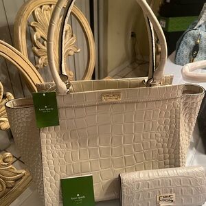 Kate Spade Ivory Croc-Embossed Tote